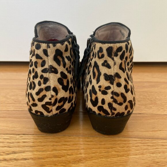 SoftWalk Black Leather and Leopard Hide Ankle Bootie Size Women's 7 w/ Side Zip - Picture 3 of 6